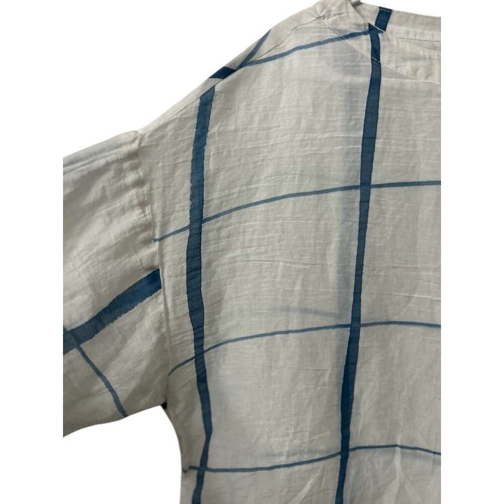 Eileen Fisher Women’s Medium White Cotton Silk Hand Painted Short Sleeve Top - Picture 2 of 4